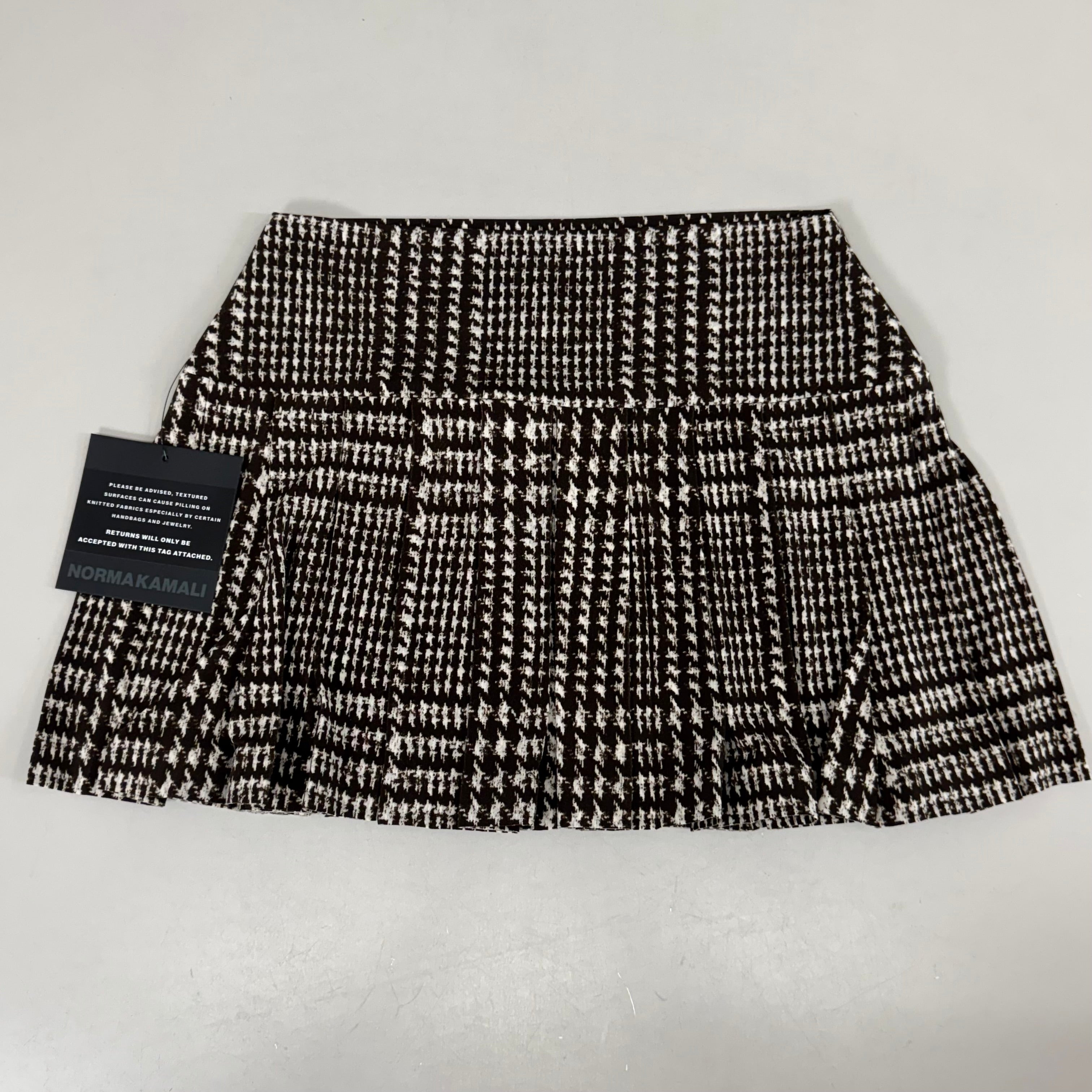 NORMA KAMALI Silky Jersey Pleated Micro Skirt Unlined Women's Sz S/32 Chocolate