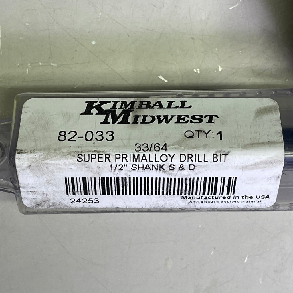 KIMBALL MIDWEST Super Primalloy Reduced Shank S&D Drill Bit 33/64"Dia x 6"L