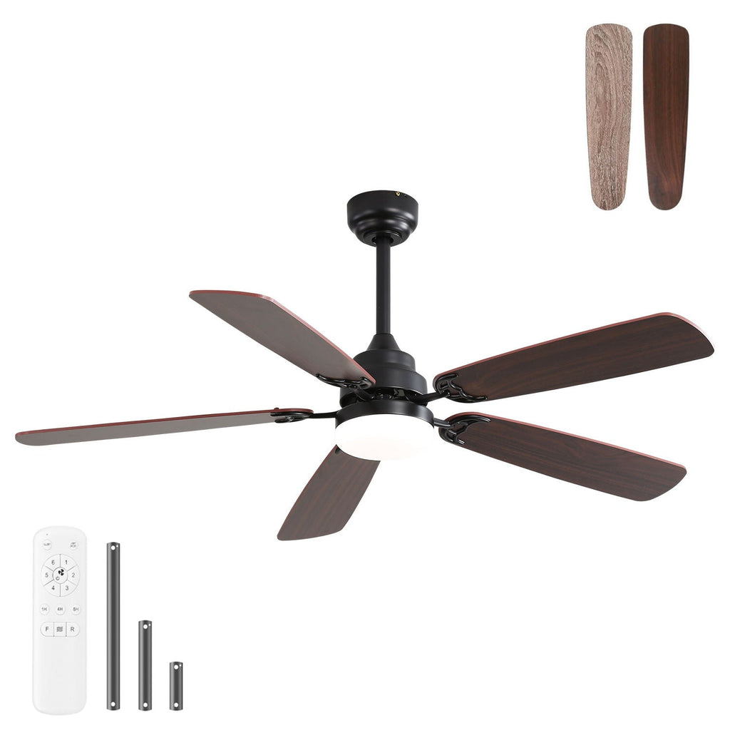 Ceiling Fan With LED Light, 6-Speed Wind, 5 Blades, Remote Control DC Motor