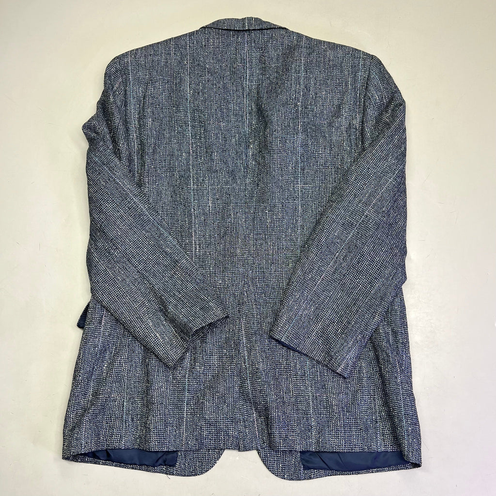STAFFORD EXECUTIVE 100% Silk Blazer Salt & Pepper  Men's Sz 42R Blue/Black