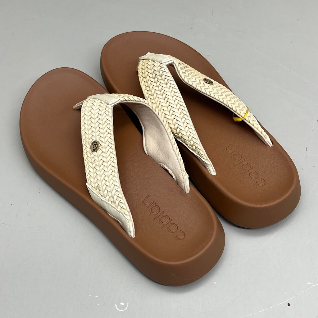 COBIAN Palmilla Braided Synthetic Leather Strap Women's Sz 8 EU 38.5 Cream PAL25-110-8