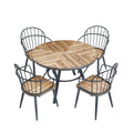 Contemporary Indoor Dining Set With Metal Legs, Birch, And Metal - Black / Natural