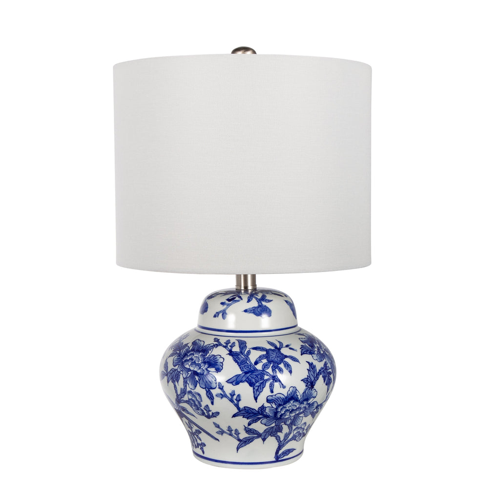 Blue and White Short Urn Ceramic Vase Lamp