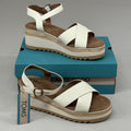 TOM'S Noelani Platform Wedge Sandals Women's Sz 8 EU38.5 Natural/Gold  10022418