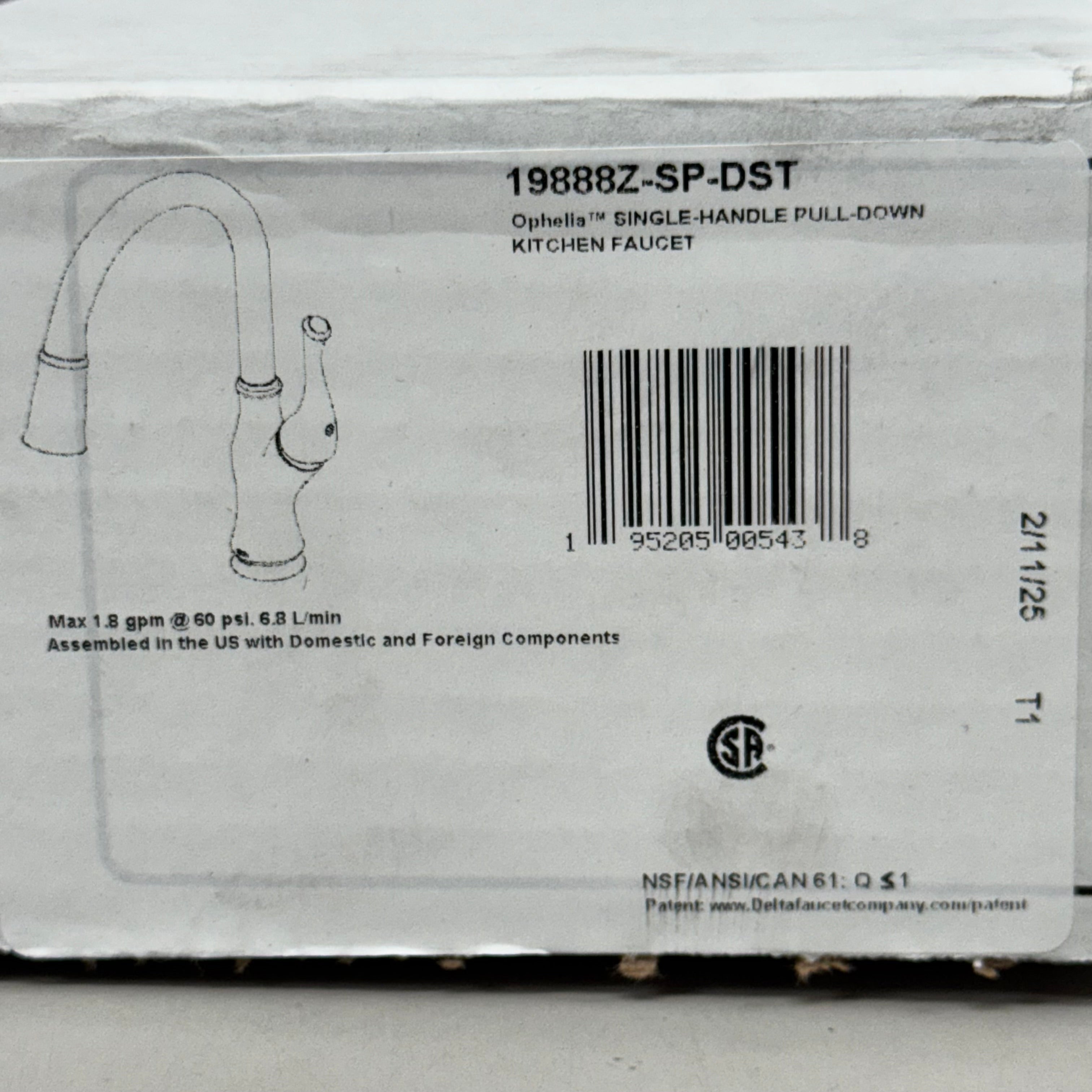 DELTA Pull-Down Kitchen Faucet Upgrade 1L Spot Shield Stainless 19888Z-SP-DST