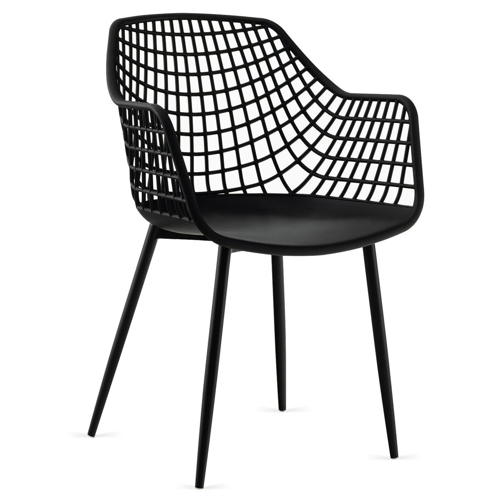 Set of 4 Heavy Duty Modern Dining Chair with Airy Hollow Backrest
