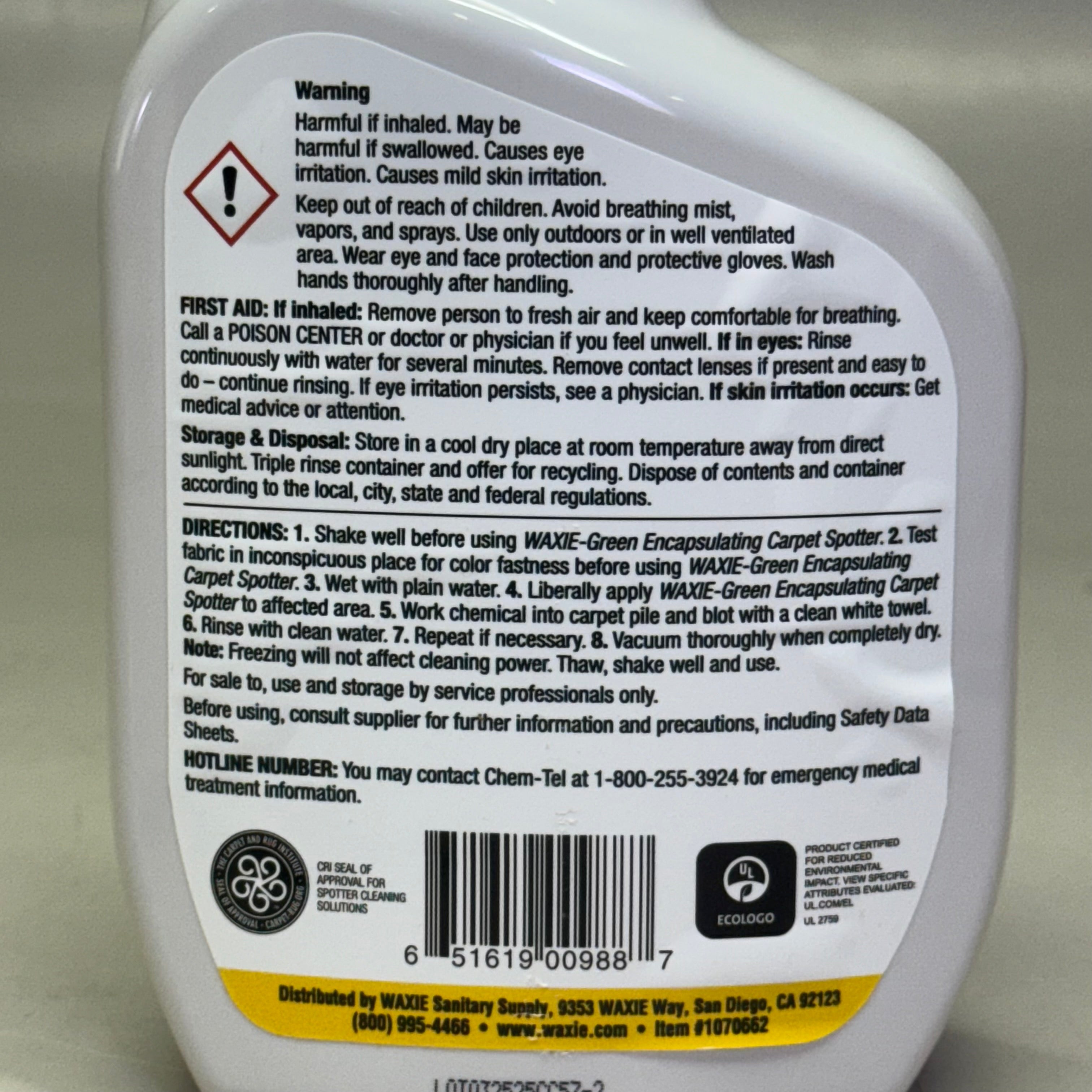WAXIE-GREEN Encapsulating Carpet Spotter 32 fl oz White 1070662