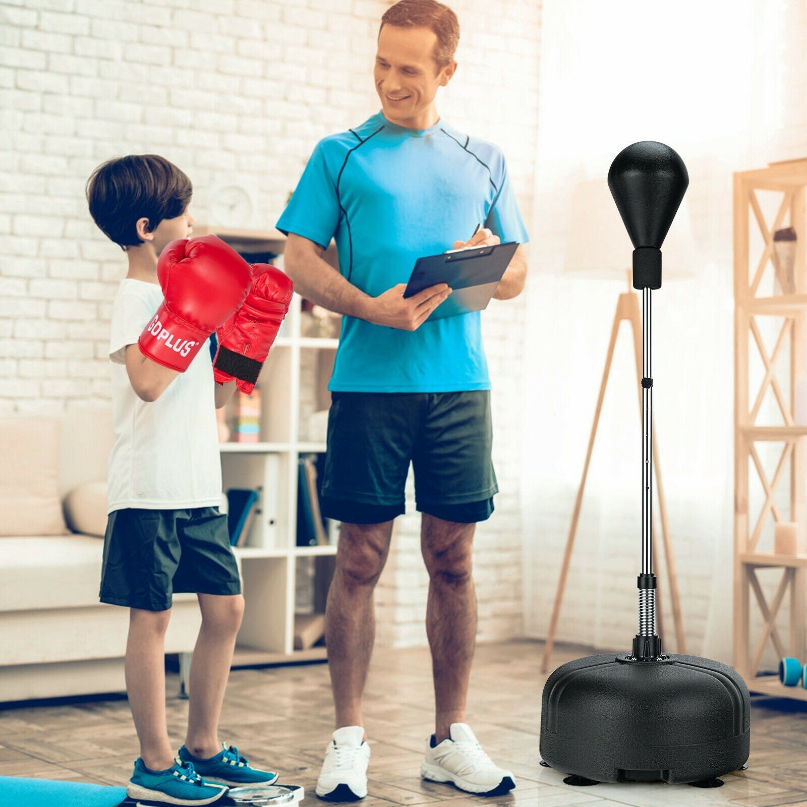 Adjustable Freestanding Punching Bag with Boxing Gloves