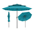 10 Feet Solar Patio Umbrella with 32 LED Lights 3-Tier Vented Top