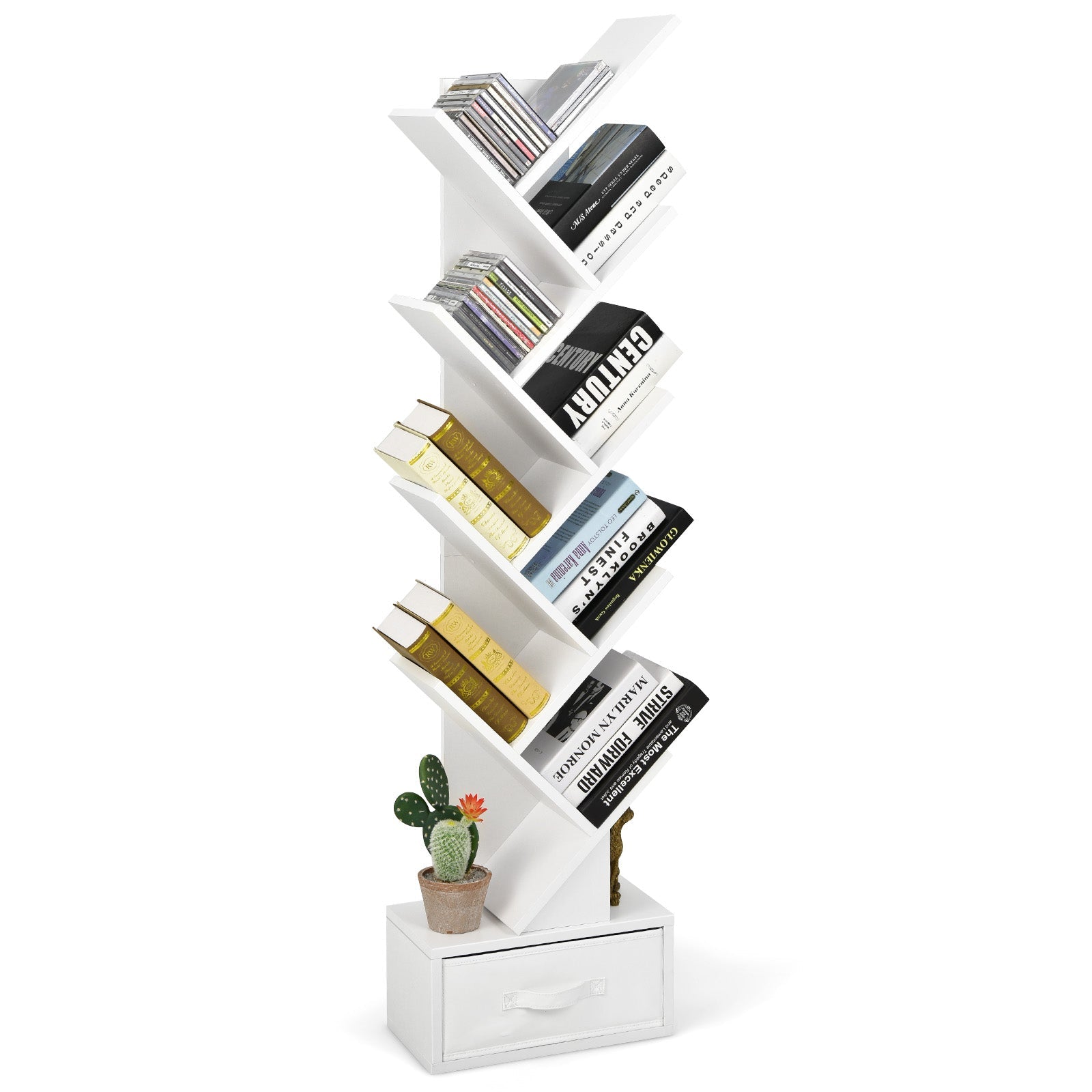 10-tier Tree Bookshelf with Drawer Free