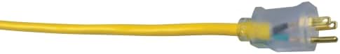 Southwire Outdoor Extension Cord – Durable Vinyl Jacket for For Farm, Ranch & Workshop - Lighted End With Reinforced Blades - SJTW, Yellow - 12 Gauge, 3 Prong - 50 Feet
