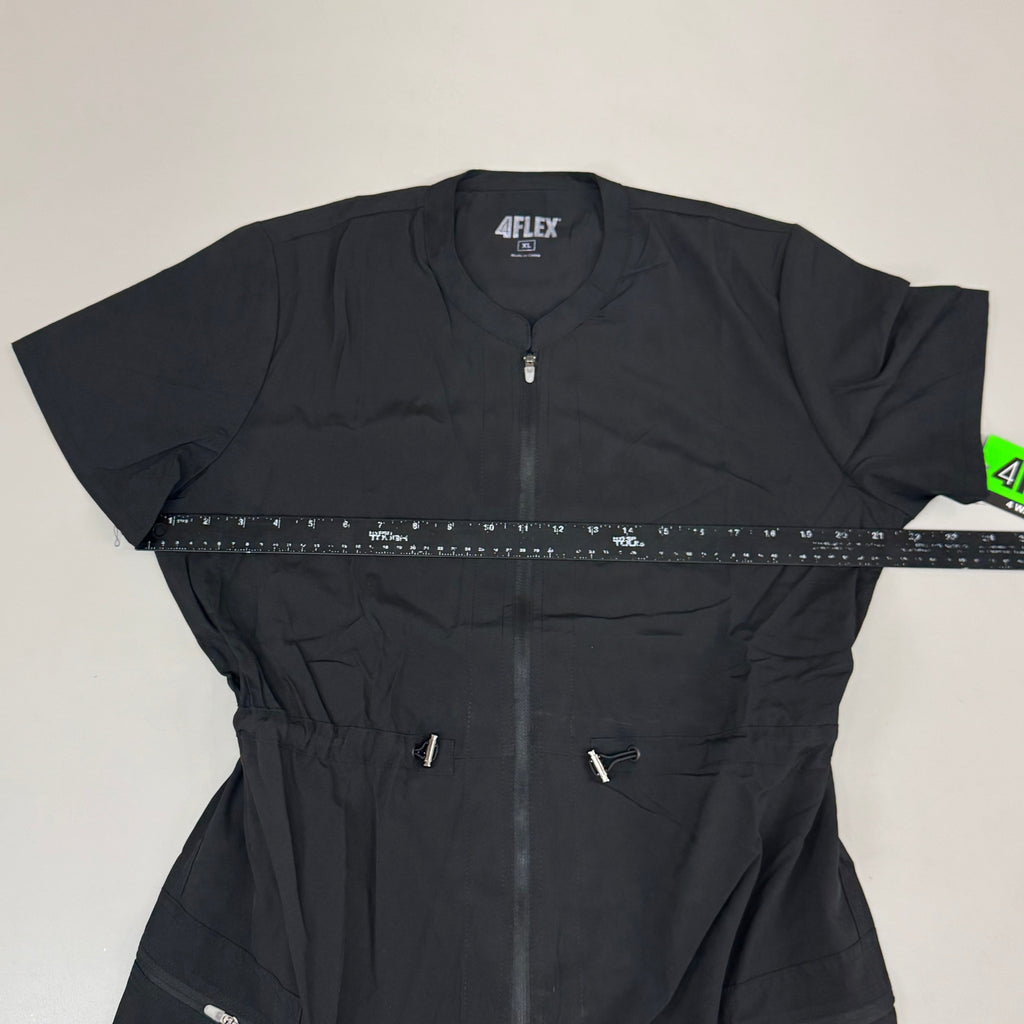 GREEN TOWN 4 Flex Scrubs Jumpsuit Cinch In Waist Women's Sz XL Black GFX-023AST
