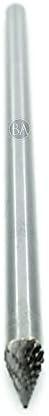 Benchmark Abrasives 6” Pointed Cone Shape Double Cut Tungsten Carbide Die Grinder Bits Metal Deburring Tool Rotary Burr, 1/4 Inch Shaft, Engraving Tool for Woodworking Shaping Carving (SM-1)