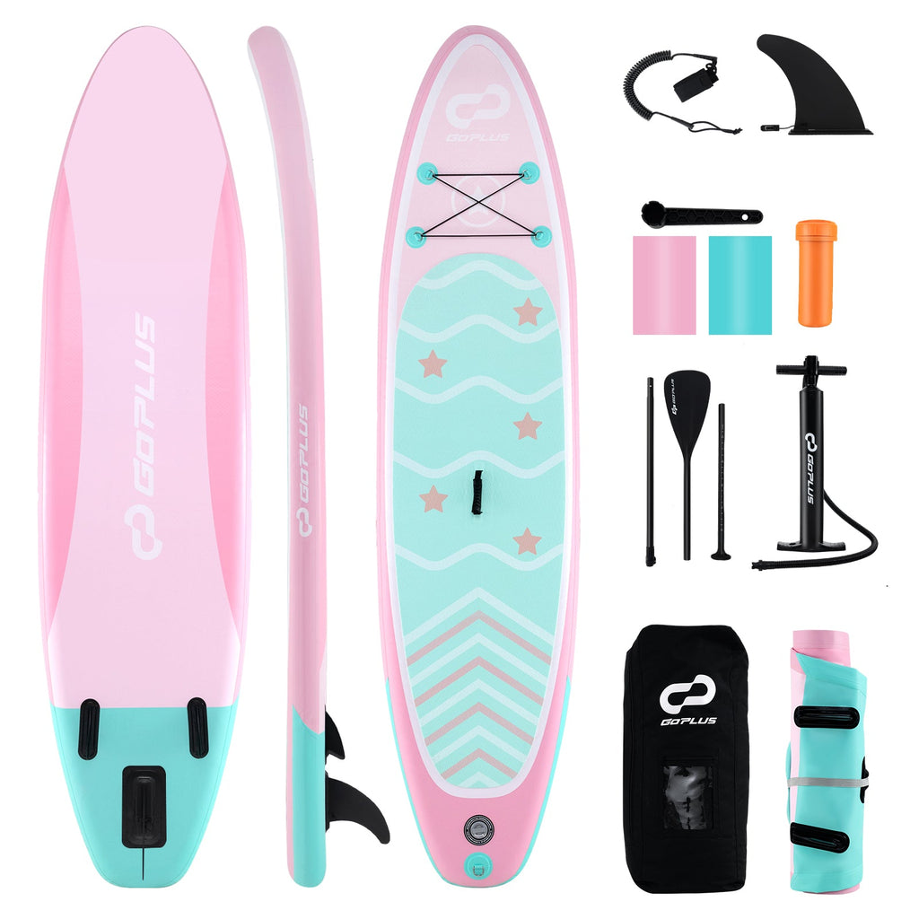 10 Feet Inflatable Stand up Paddle Board with 3 Fins and Adjustable Paddle-S