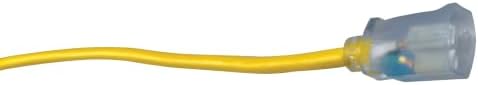 Southwire Outdoor Extension Cord – Durable Vinyl Jacket for For Farm, Ranch & Workshop - Lighted End With Reinforced Blades - SJTW, Yellow - 12 Gauge, 3 Prong - 50 Feet
