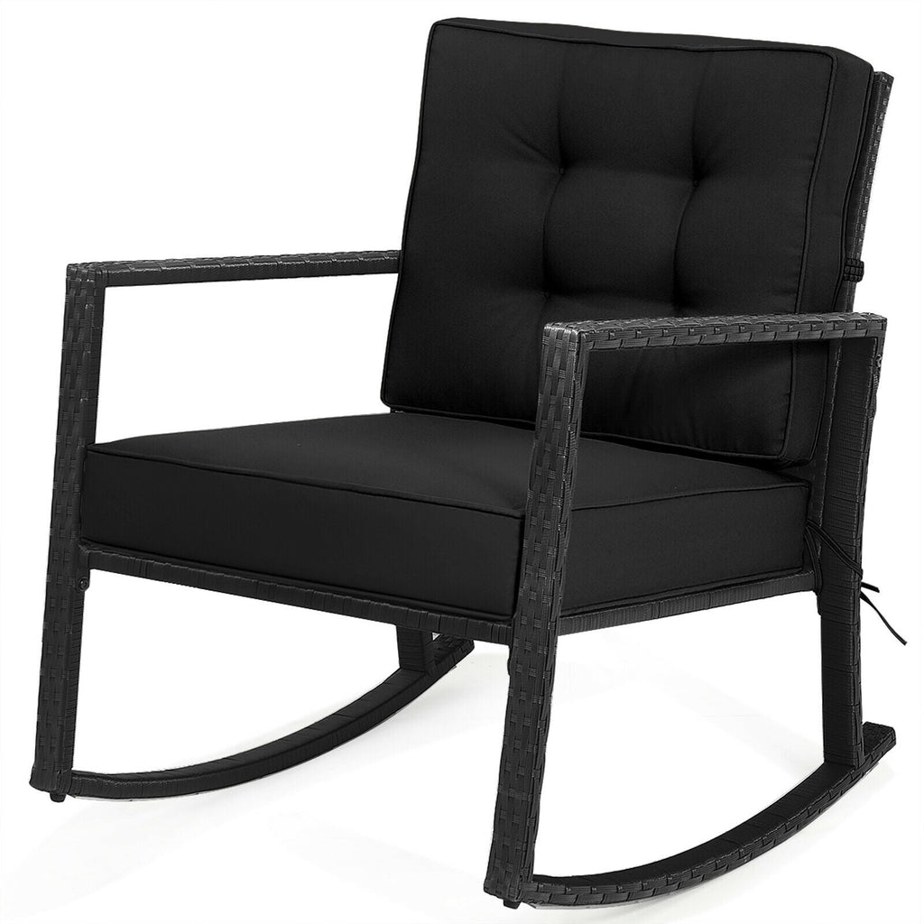 Patio Rattan Rocker Outdoor Glider Rocking Chair Cushion Lawn