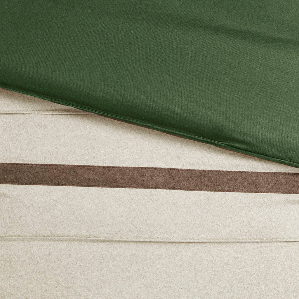 7 PC Faux Suede Comforter Set Green Queen