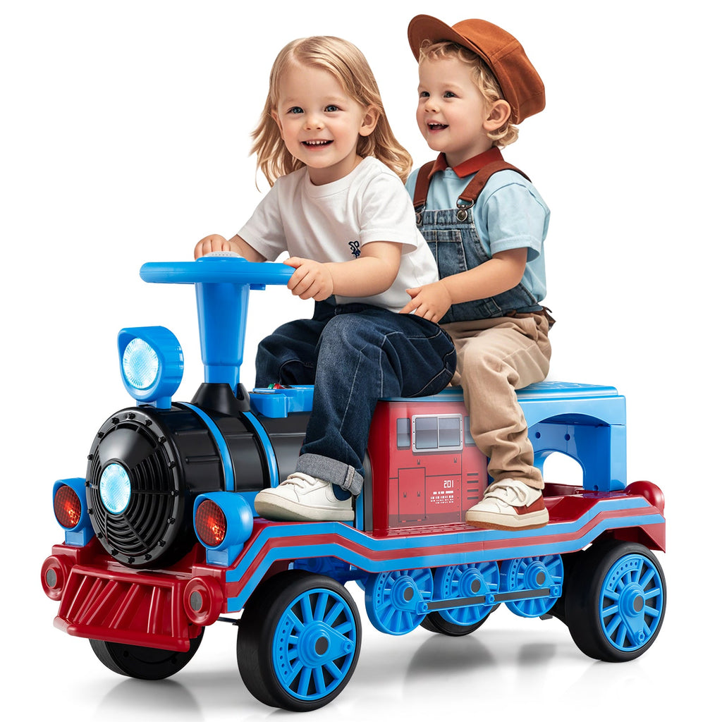 12V 2-Seater Ride on Toy with Train Whistle and Removable Chair