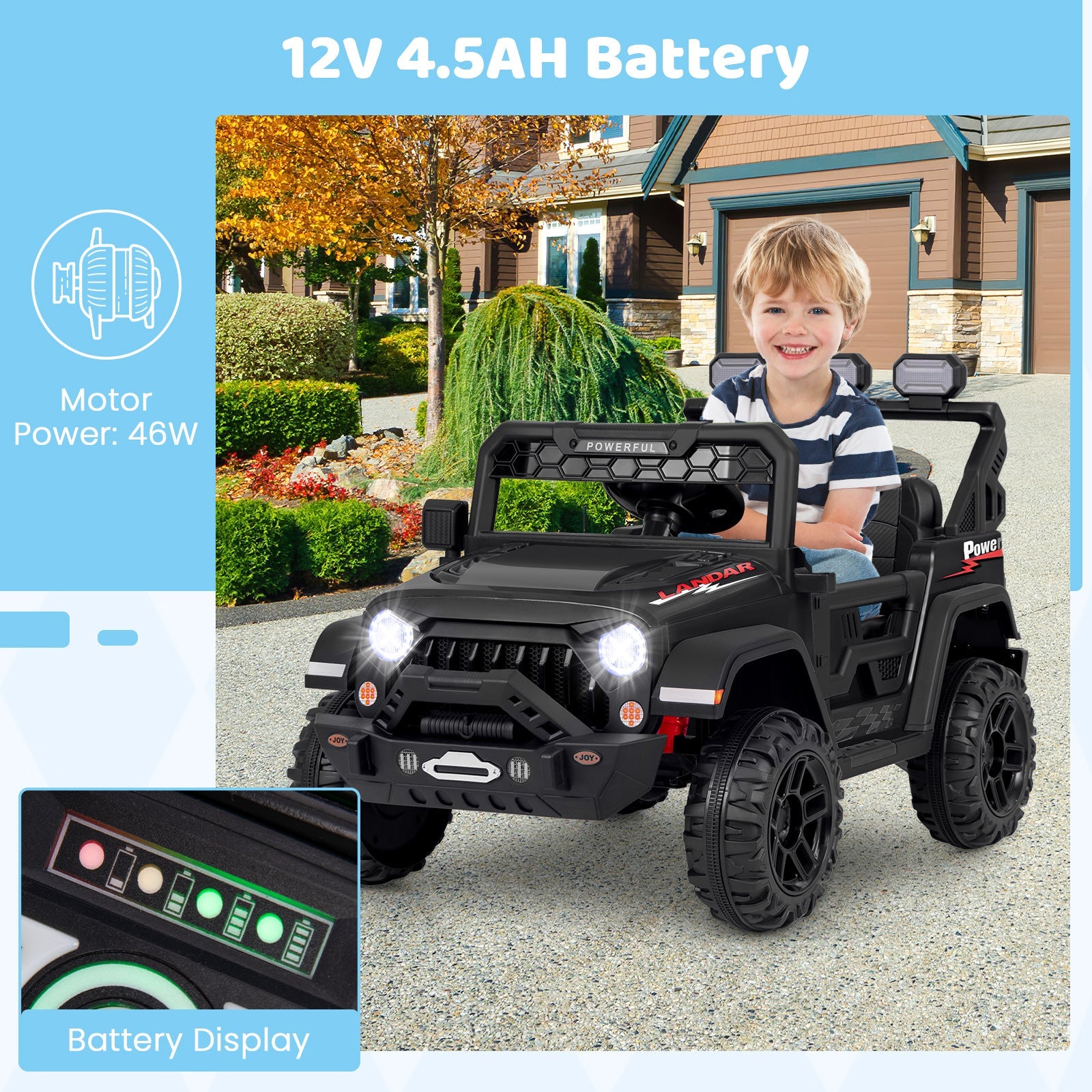 12V Electric Kids Ride on Truck with Remote Control and Music