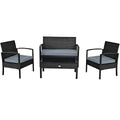4 Pieces Patio Rattan Cushioned Furniture Set