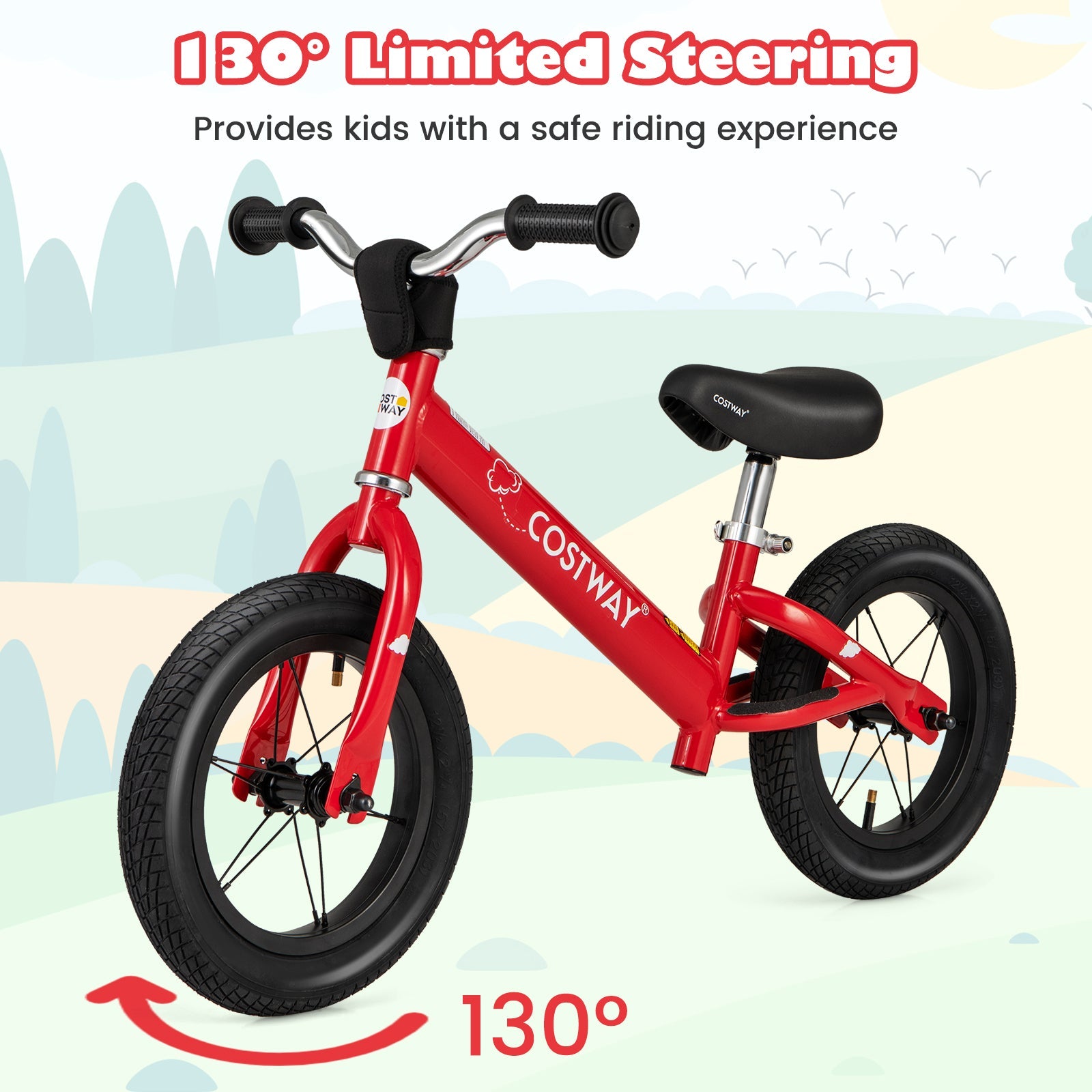 12 Inch Toddler Balance Bike with Height Adjustable Handlebar and Seat