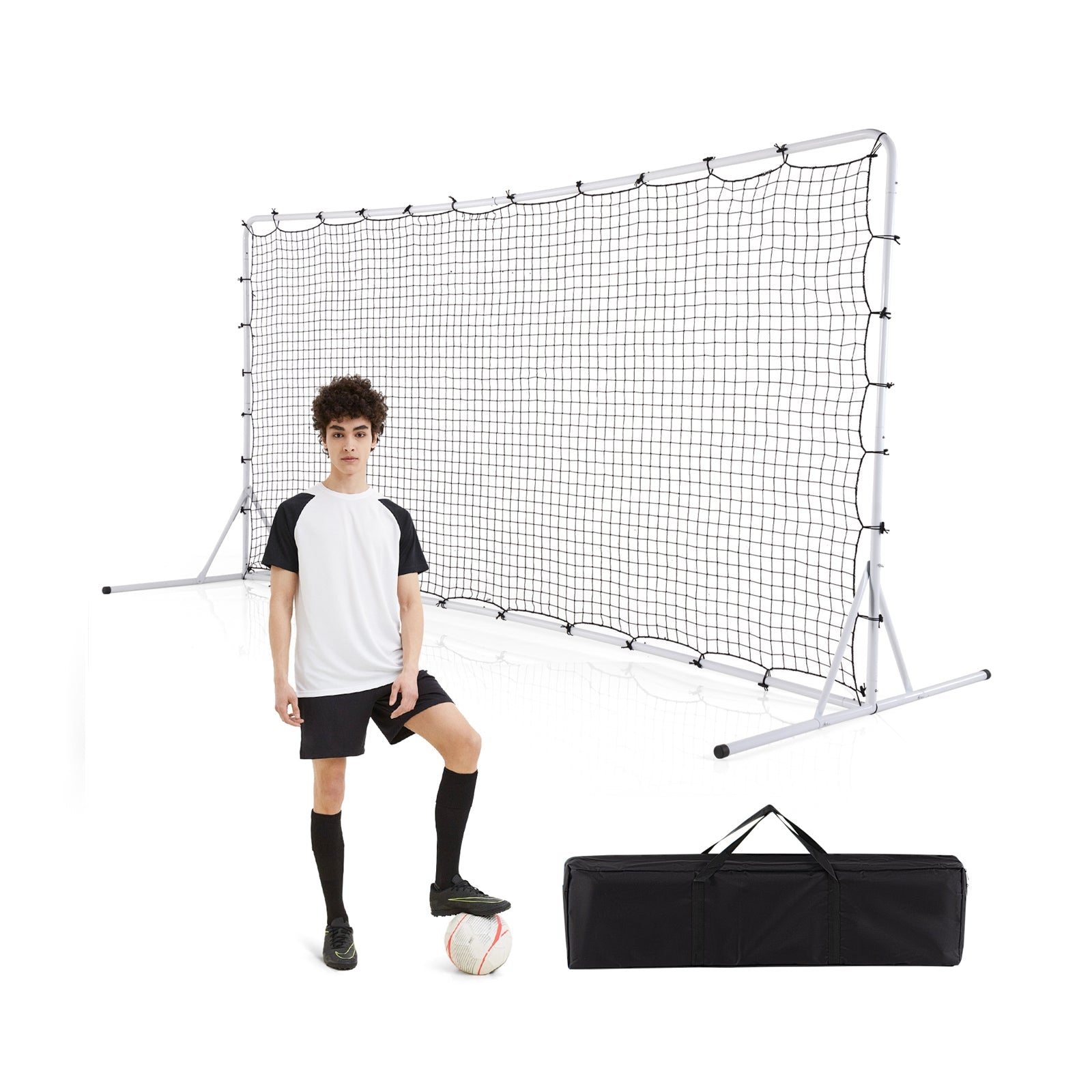 12 x 6 Feet Soccer Rebounder Net with All Weather Net-White