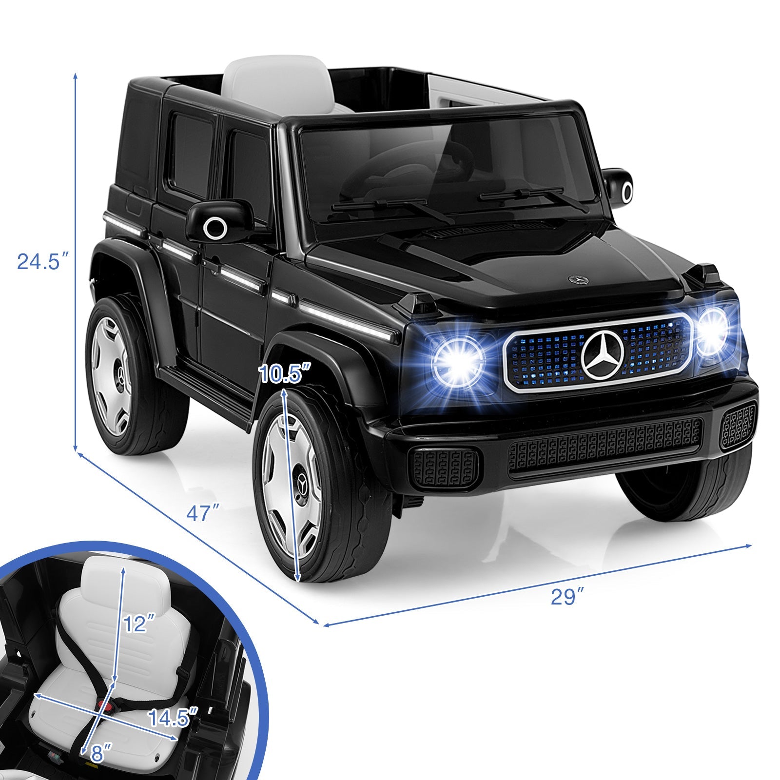 12V Licensed Mercedes-Benz EQG Kids Ride On Car with Remote Control