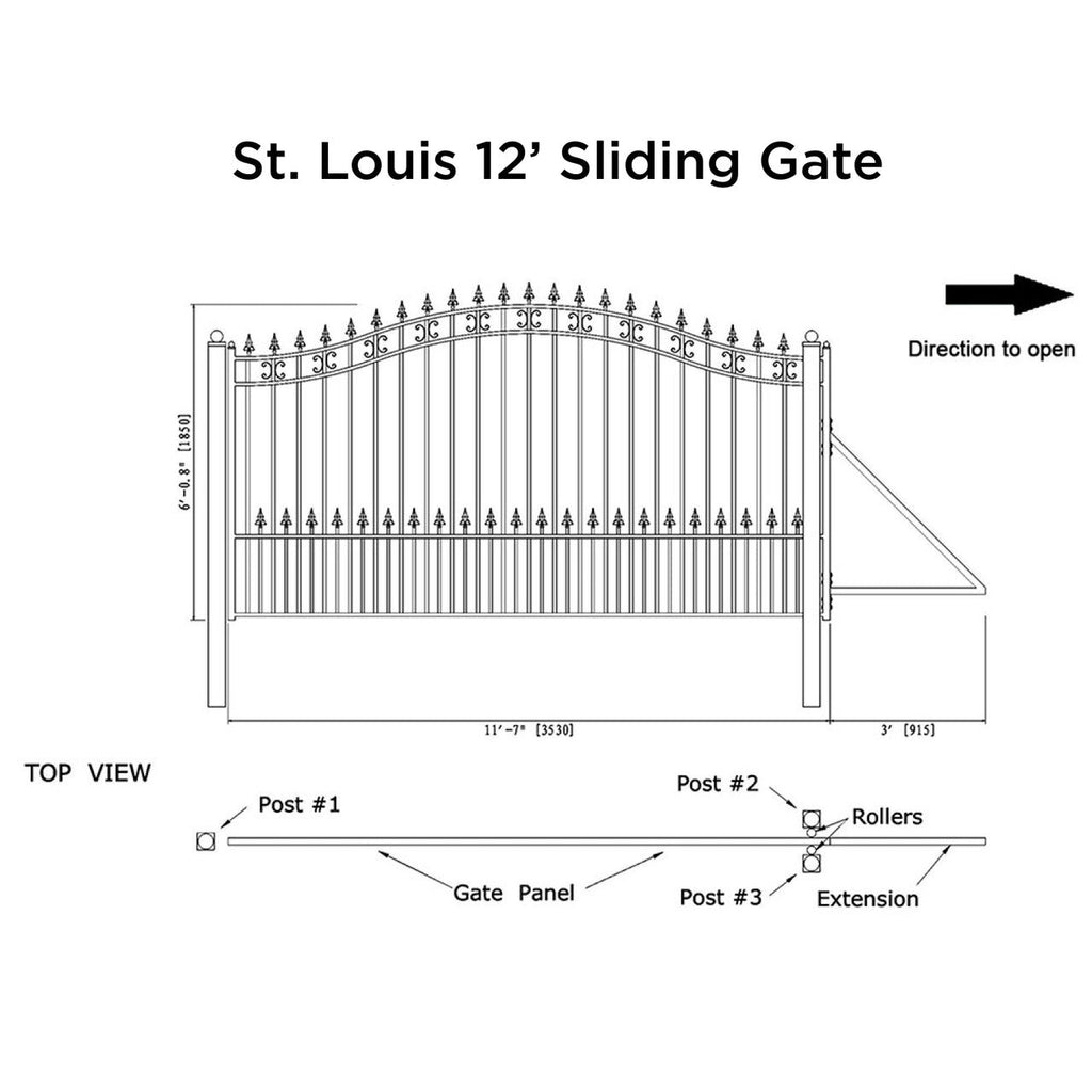 12x6 ft Steel Sliding Driveway Gate