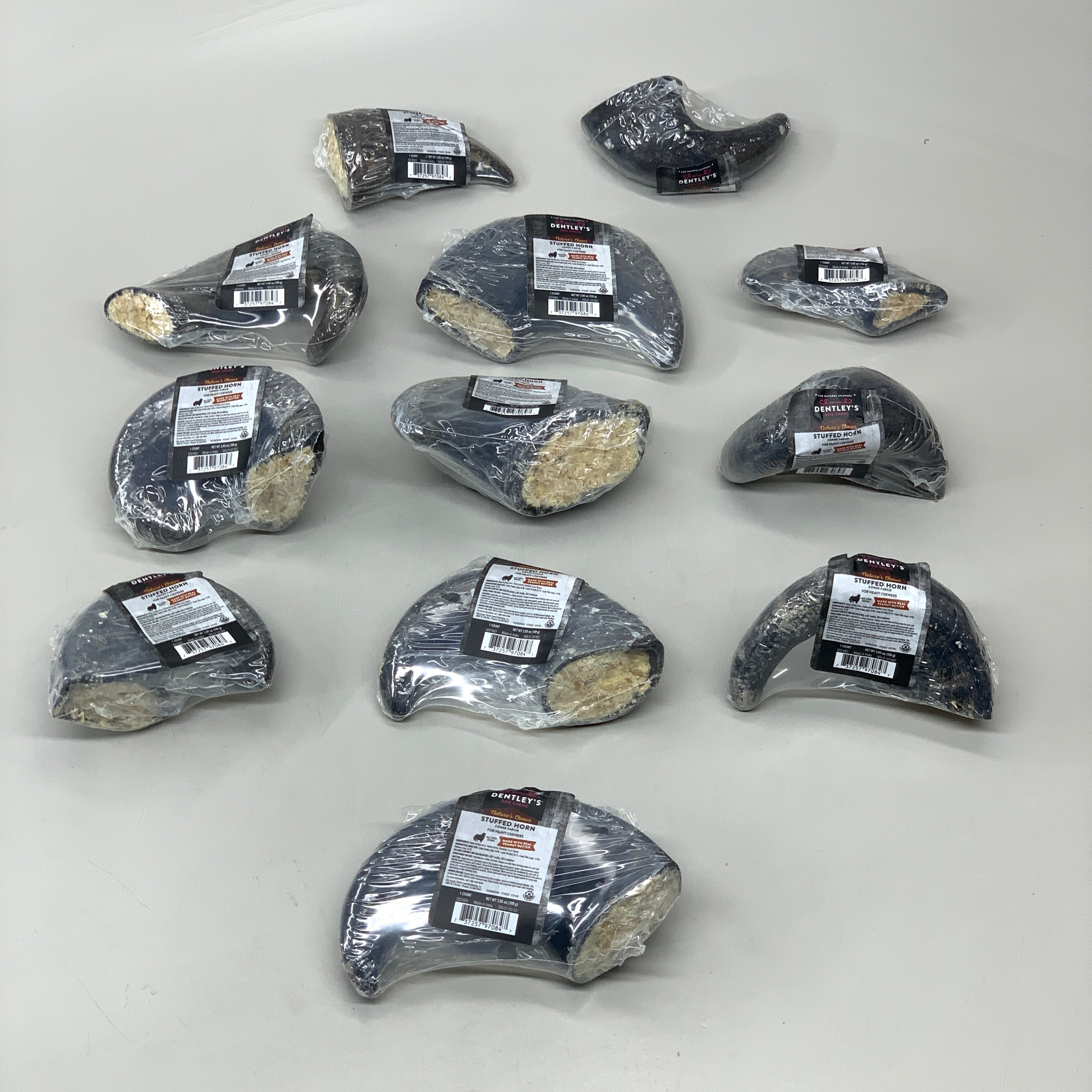 DENTLEY'S (12-PK) Filled Buffalo Horn Dog Treat Peanut Butter 5321651 BB 02/26