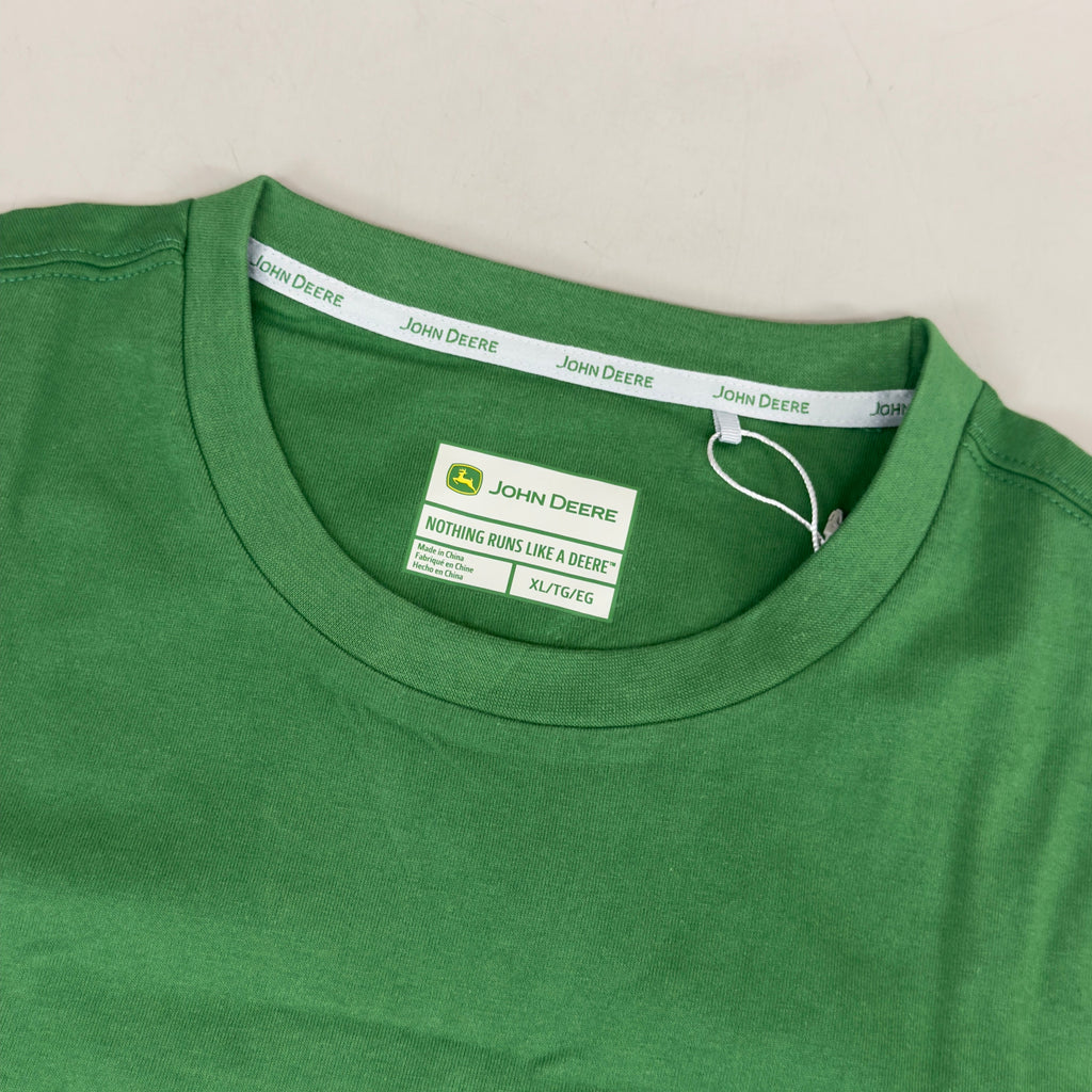 JOHN DEERE Embroidered Logo Short Sleeve Tee Shirt Men's Sz XL Green 1896842