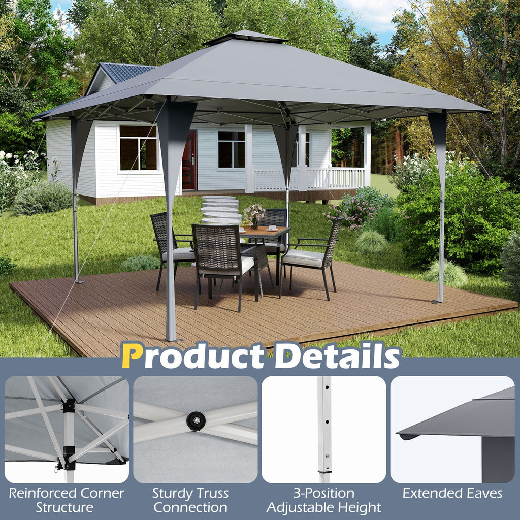 13 X 13 FT Pop up Gazebo with Portable Carrying Bag 8 Stakes and 4 Wind Ropes