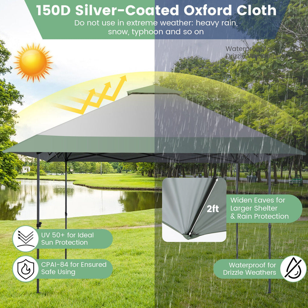 13 x 13 Feet Pop-Up Patio Canopy Tent with Shelter and Wheeled Bag-Gray
