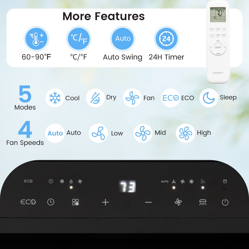 14000 BTU Inverter Portable Air Conditioner 3 in 1 Wifi Enabled AC Unit-White