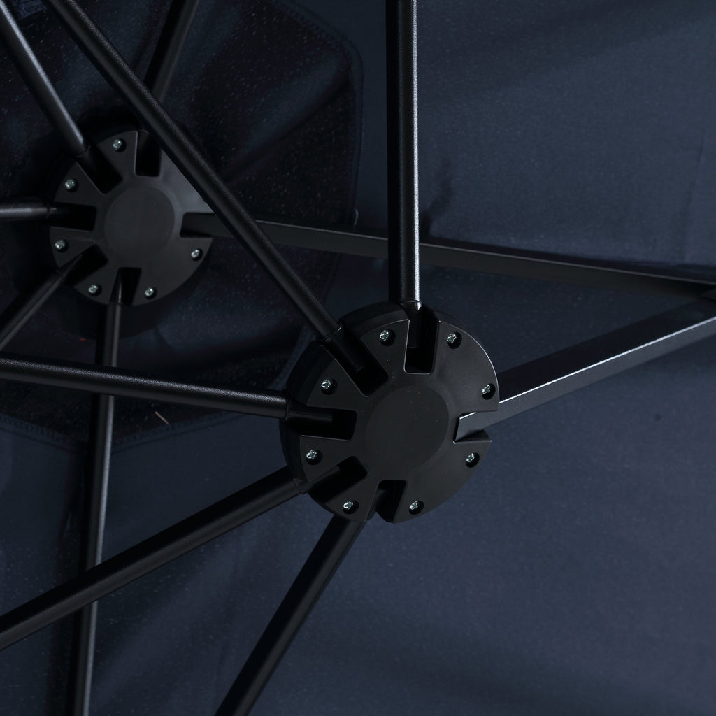 14.8 Ft Double Sided Outdoor Umbrella Rectangular Large with Crank (Navy Blue)