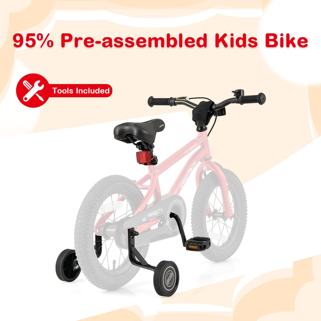 16-Inch Kids Bike Ages 4-7 with Handbrake and Coaster Brake and Bell Ring-16 inches