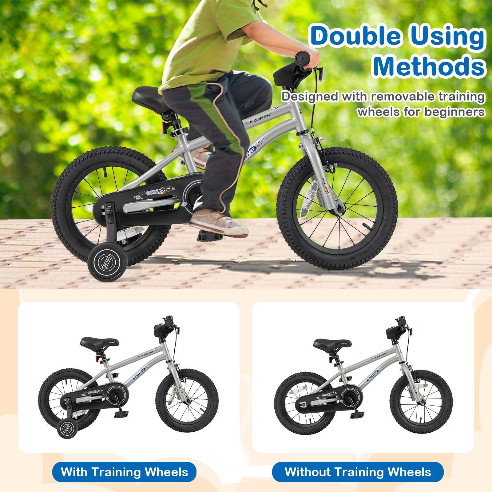 16-Inch Kids Bike Bicycle for Boys Girls 4-7 Adjustable with High Carbon Steel Frame-16 inches