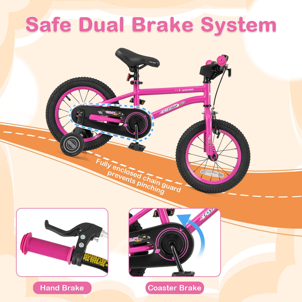 16-Inch Kids Bike for 4-7 Years Old Adjustable with Removable Training Wheels-16 inches