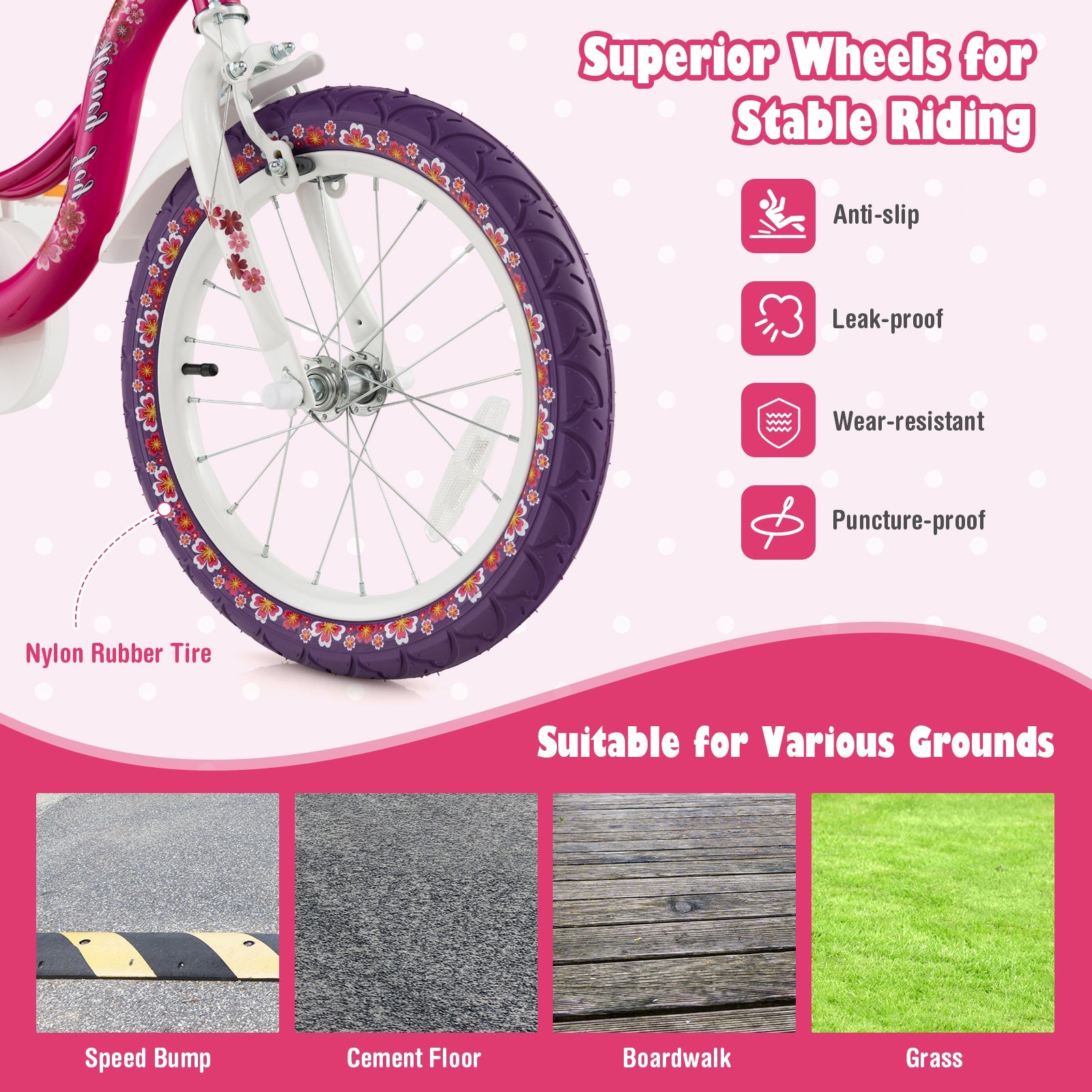 16 Inch Kids Bike with Doll Seat and Removable Training Wheels-16 inches