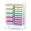 15-Drawer Utility Rolling Cart with Drawers Multi-Use Storage-Icecream Multicolor