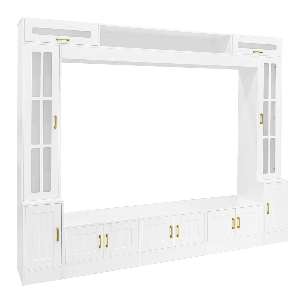 Wall Unit Entertainment Center With Bookshelves For TVs Up To 80"