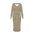 new SEXY RED Autumn And Winter Knitted Slim Double V-Neck FALL Sweater DRESS FOR WOMEN