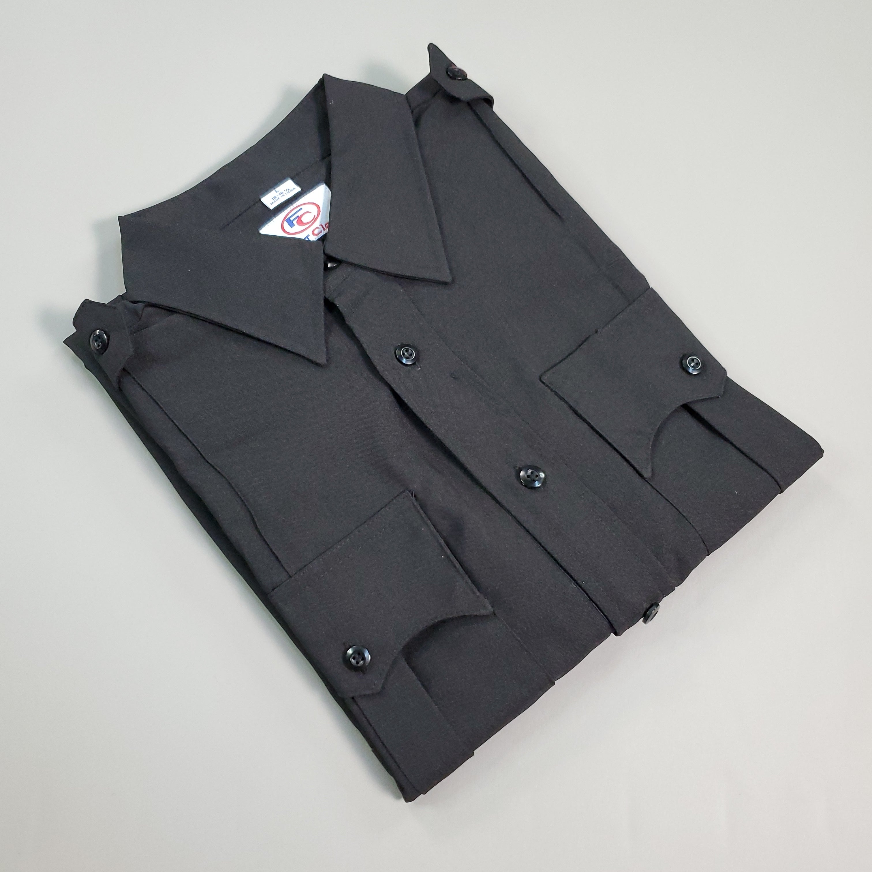 FIRST CLASS Short Sleeve Uniform Shirt Men's Sz L Black LS03 (New)