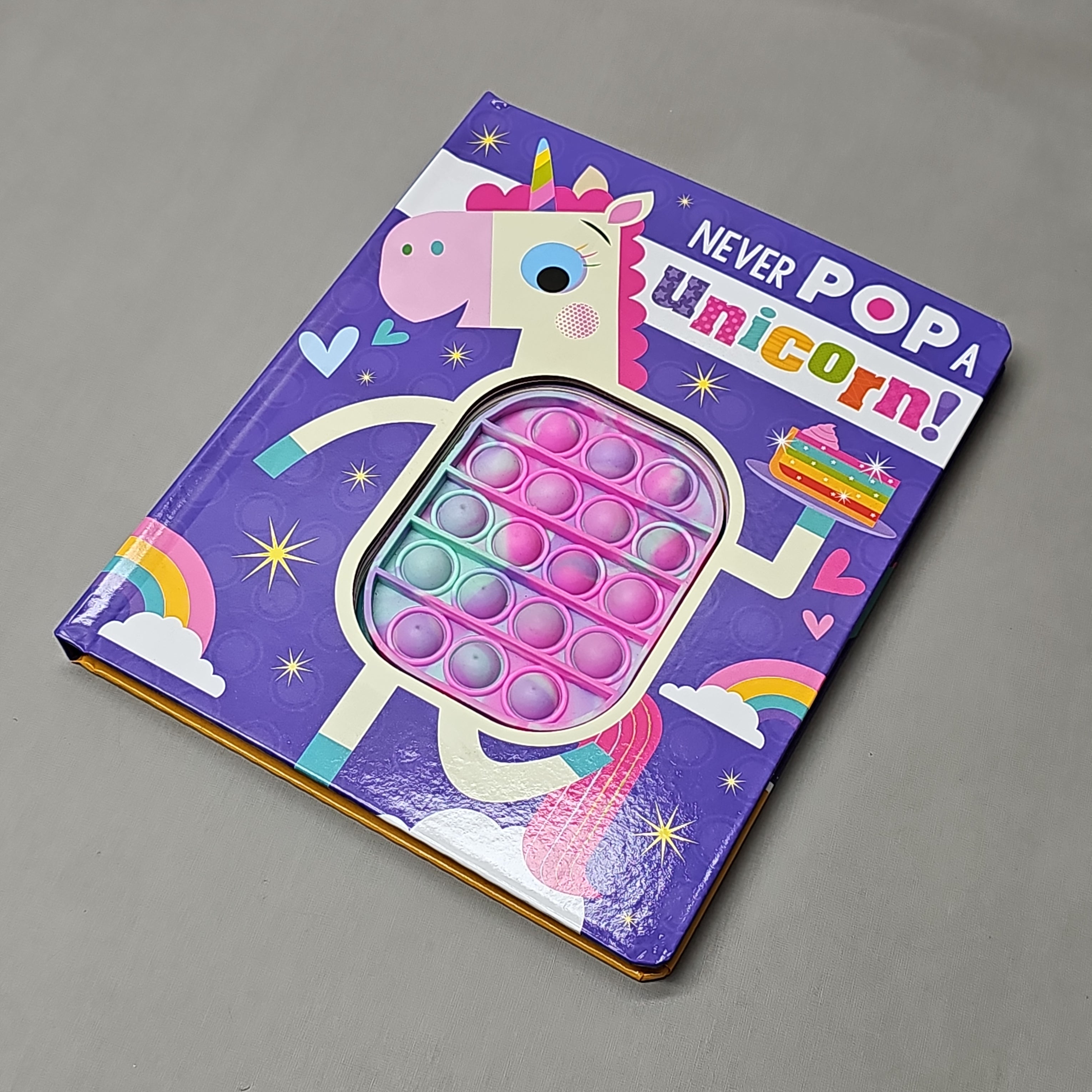 MAKE BELIEVE IDEAS Never Pop A Unicorn Hardback Book With Pop-It (New)