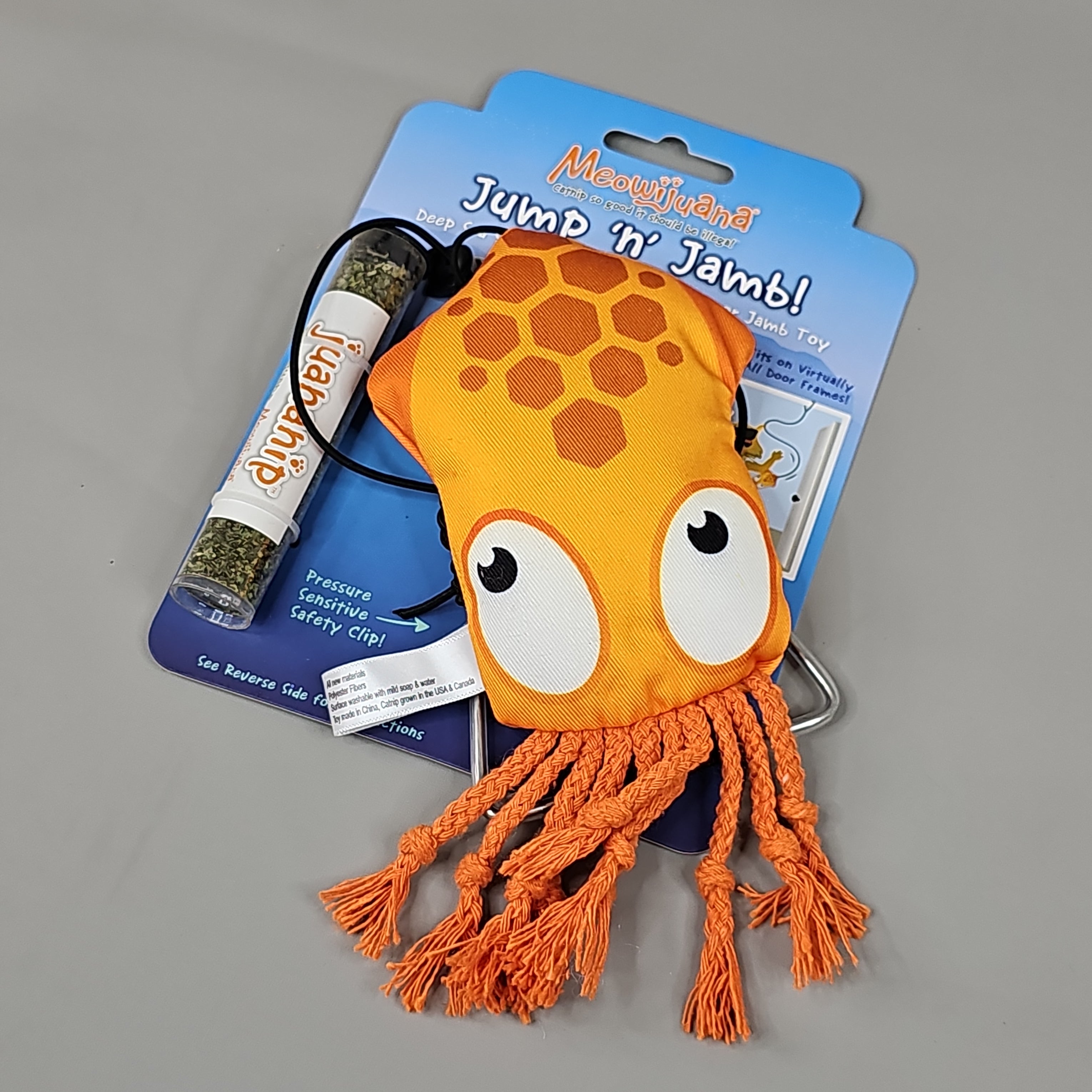 SMARTER PAW Meowijuana Organic Catnip Toy Jump 'n' Jamb Deep Sea Squid Door Jamb Cat Toy (New)