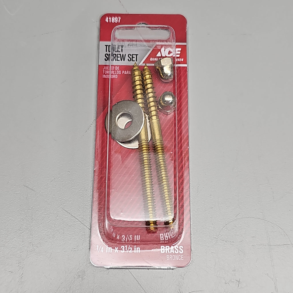 ACE HARDWARE Toilet Screw Set 12-Pk 1/4" x 3.5" Brass ACE835-161 41897 (New)