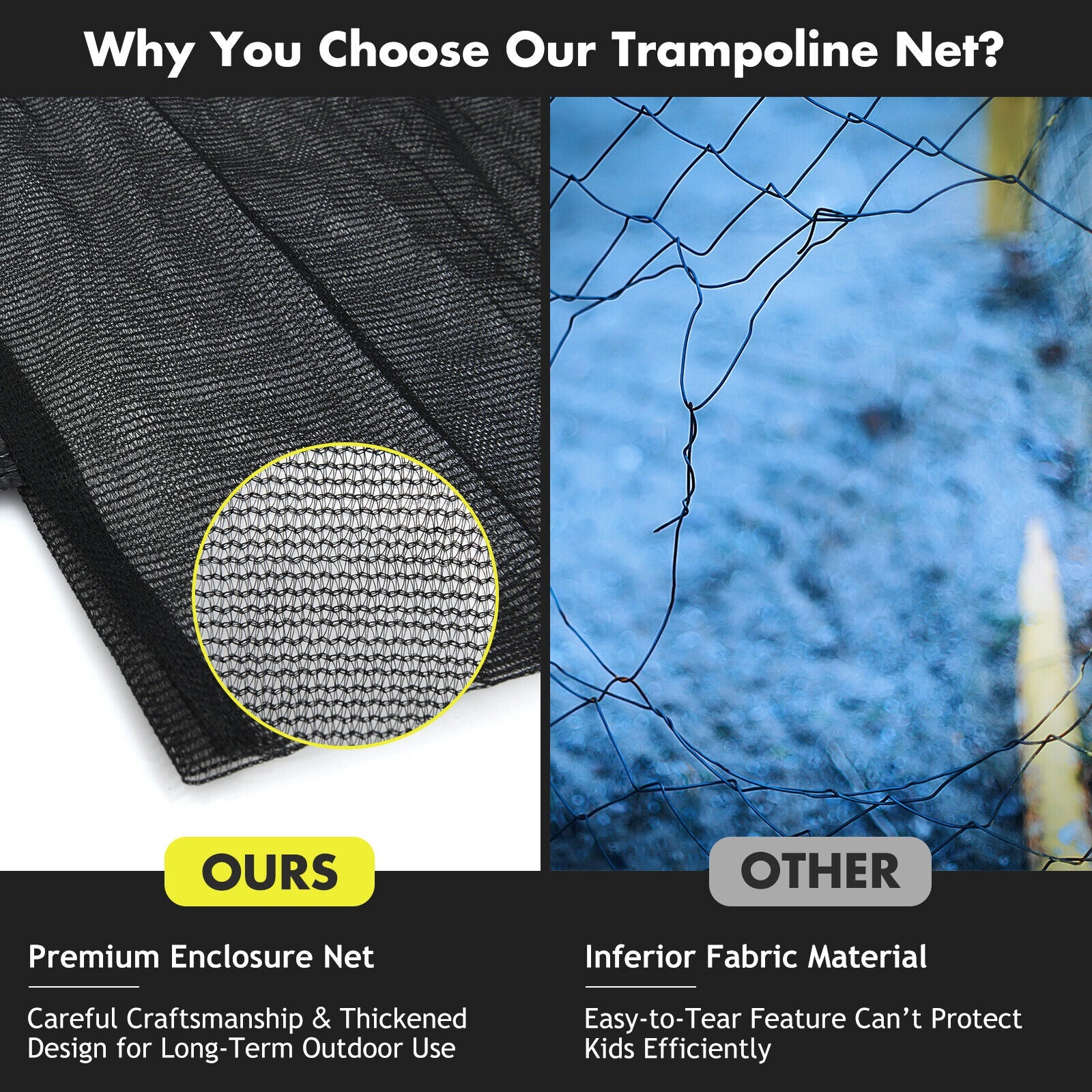 15/16 Feet Trampoline Replacement Safety Net