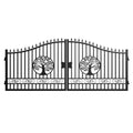 16x8 ft Steel Dual Swing Driveway Gate with Tree Pattern