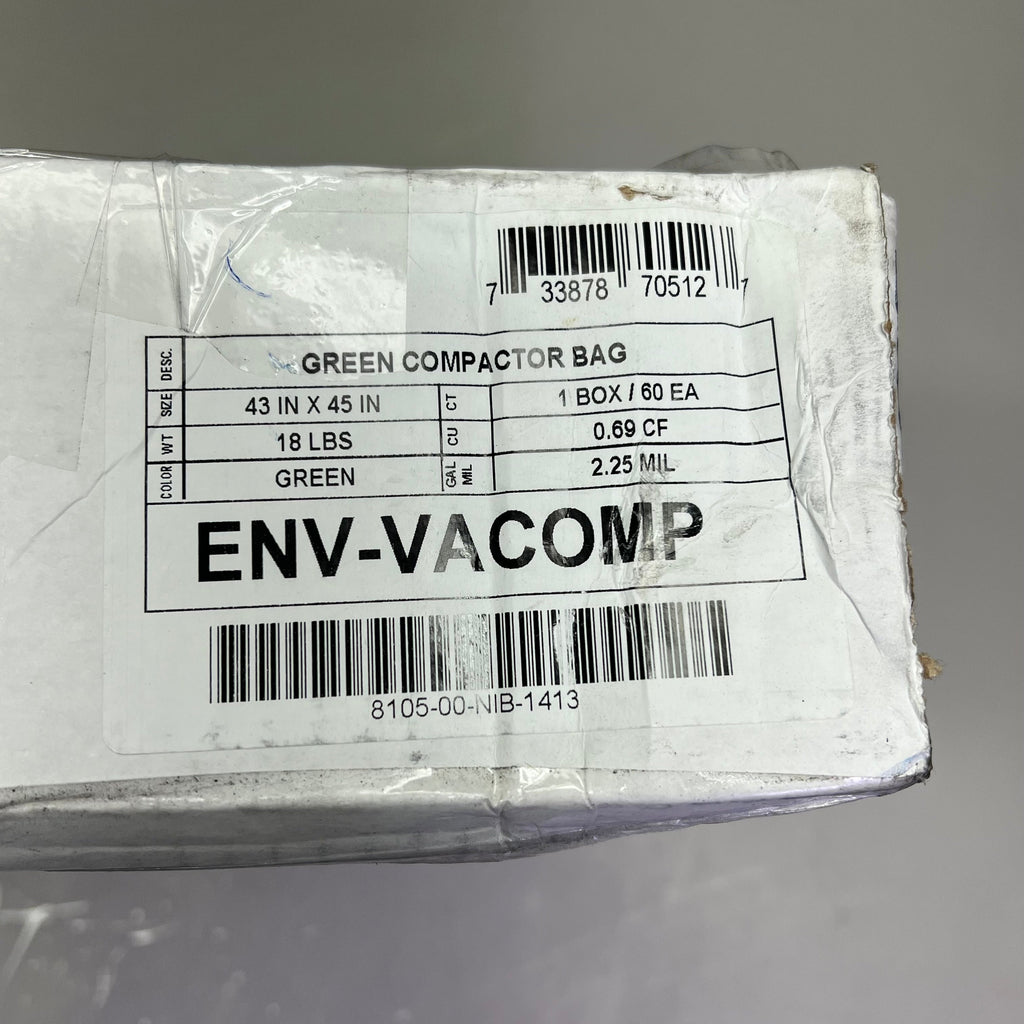 ENVISION (60 PACK) Green Compactor Bag Pro Performance Trash Bags 43"x45" Green ENV-VACOMP (As-is)