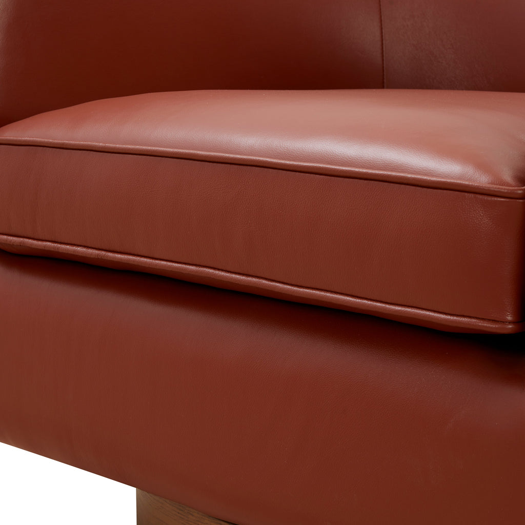 Tessa Caramel Top Grain Leather Swivel Chair with Wood Base