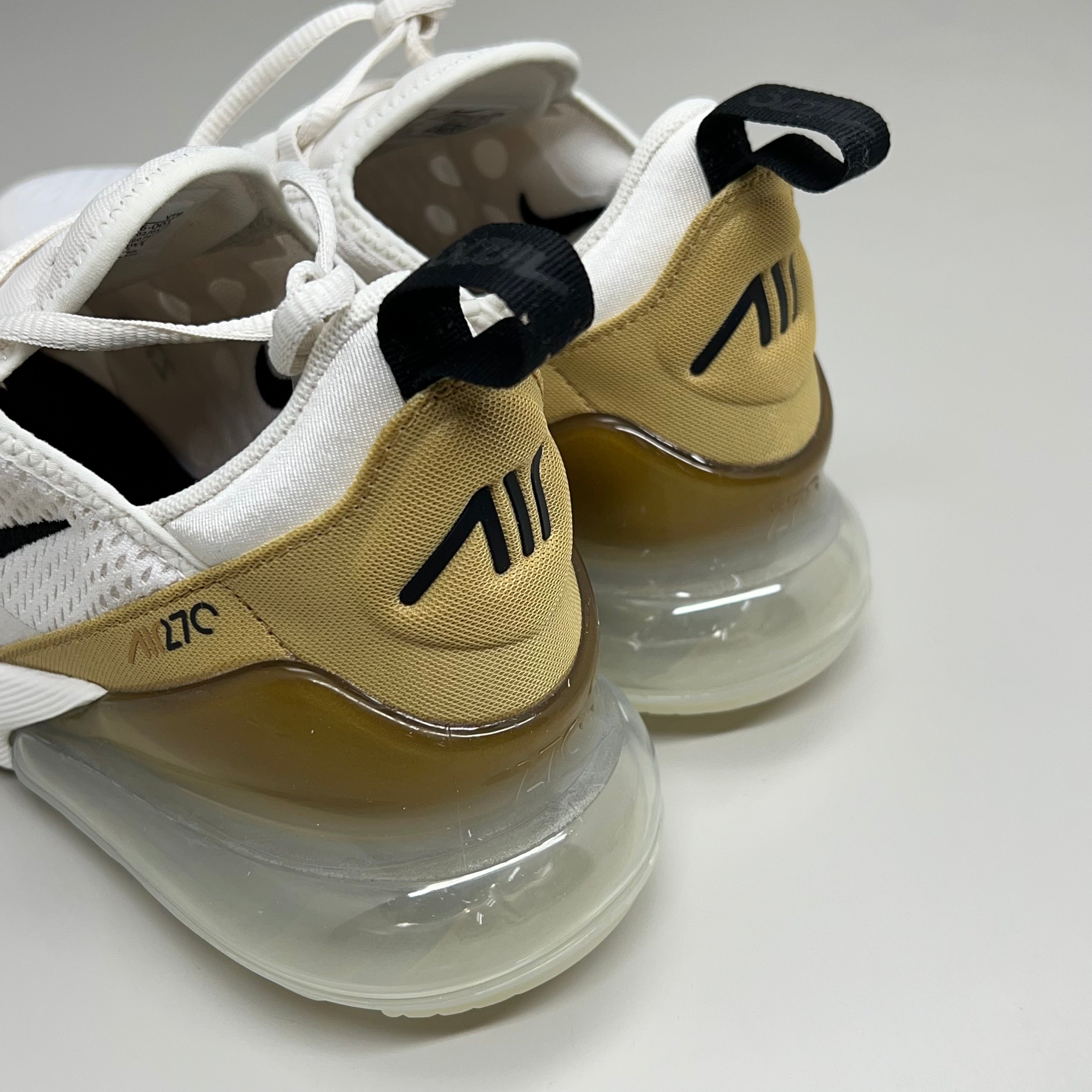 NIKE W Air Max 270 Foam Insole Mesh Sneakers Women's Sz 8 White Gold DZ77736 001